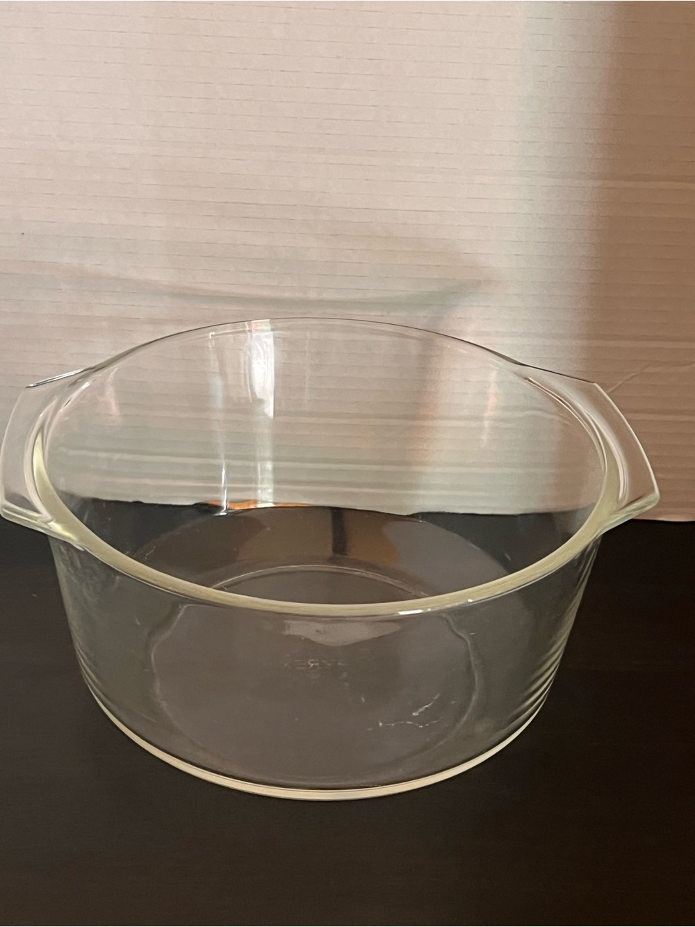 Vintage Pyrex 3 qt. Clear Glass Round Mixing Bowl with Handles 344 made in USA